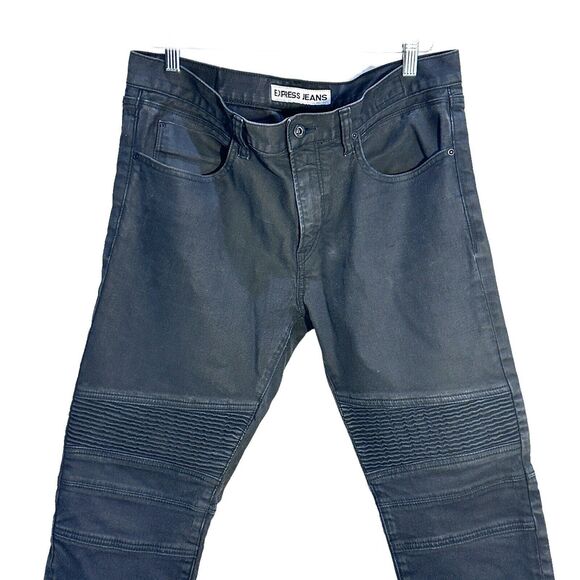 Express Jeans Rocco Slim Fit Skinny Leg Mens Mid Rise Black Jeans Size 33x30 - Picture 2 of 11